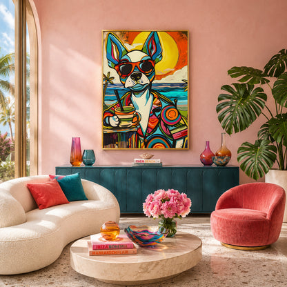 Colorful French Bulldog Canvas Wall Art for Living Room & Modern Home Decor