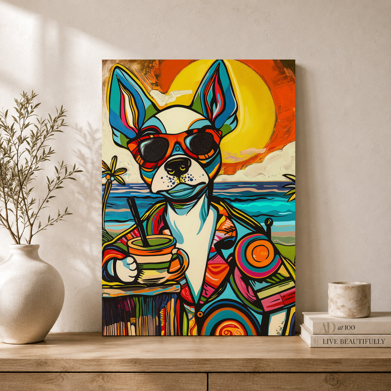 Colorful French Bulldog Canvas Wall Art for Living Room & Modern Home Decor