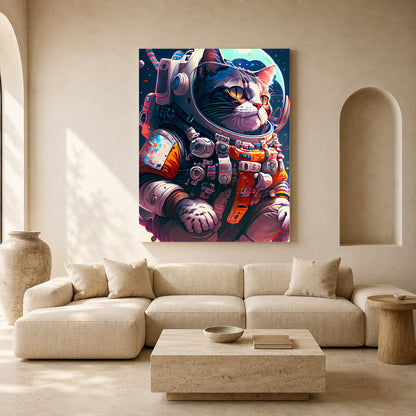 Astronaut Cat Canvas Wall Art for Living Room & Modern Home Decor