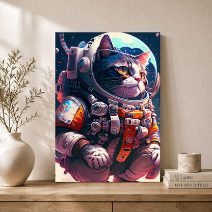 Astronaut Cat Canvas Wall Art for Living Room & Modern Home Decor