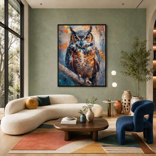 Owl Canvas Wall Art for Living Room & Modern Home Decor