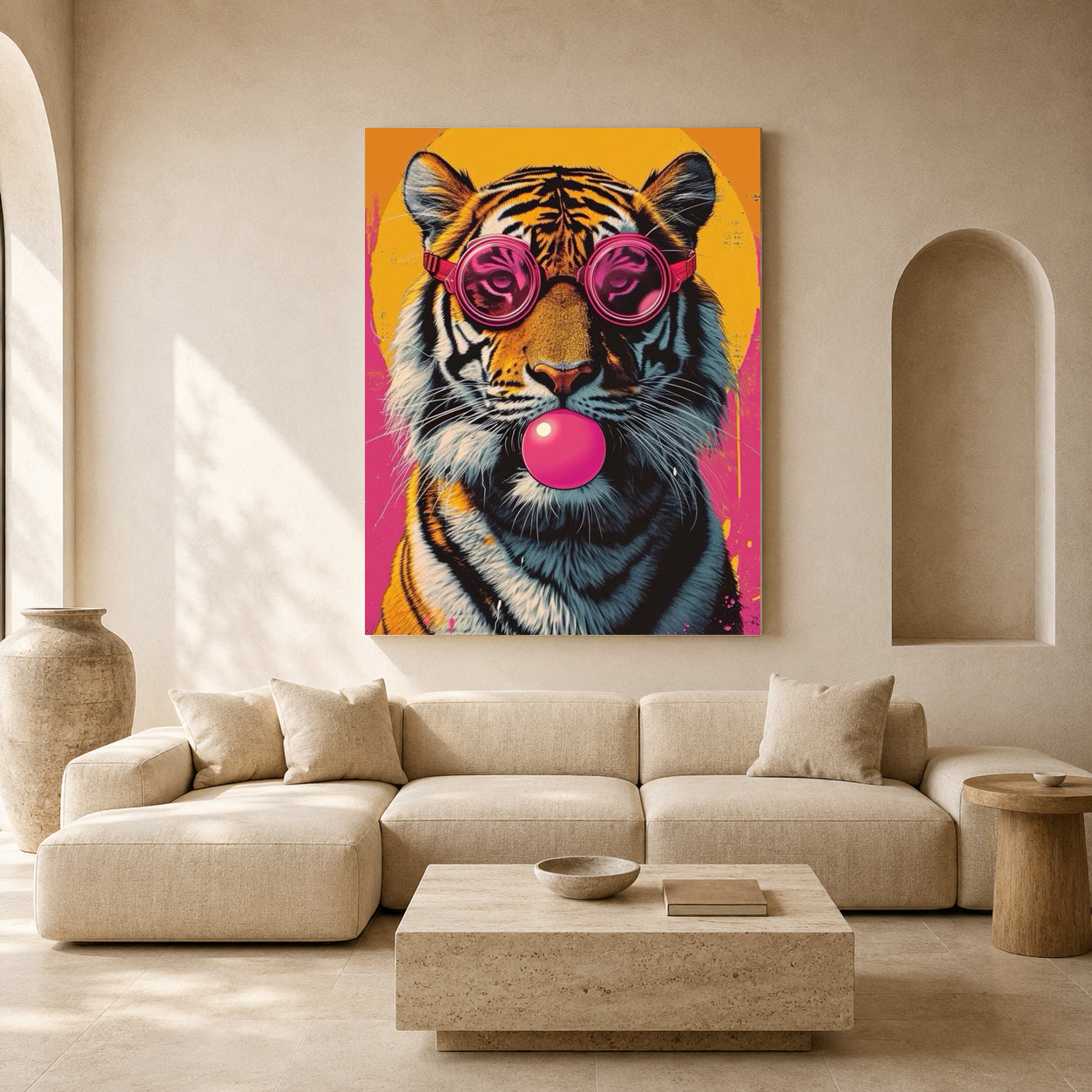 Pop Art Tiger Canvas Wall Art for Living Room & Modern Home Decor
