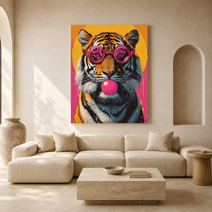 Pop Art Tiger Canvas Wall Art for Living Room & Modern Home Decor