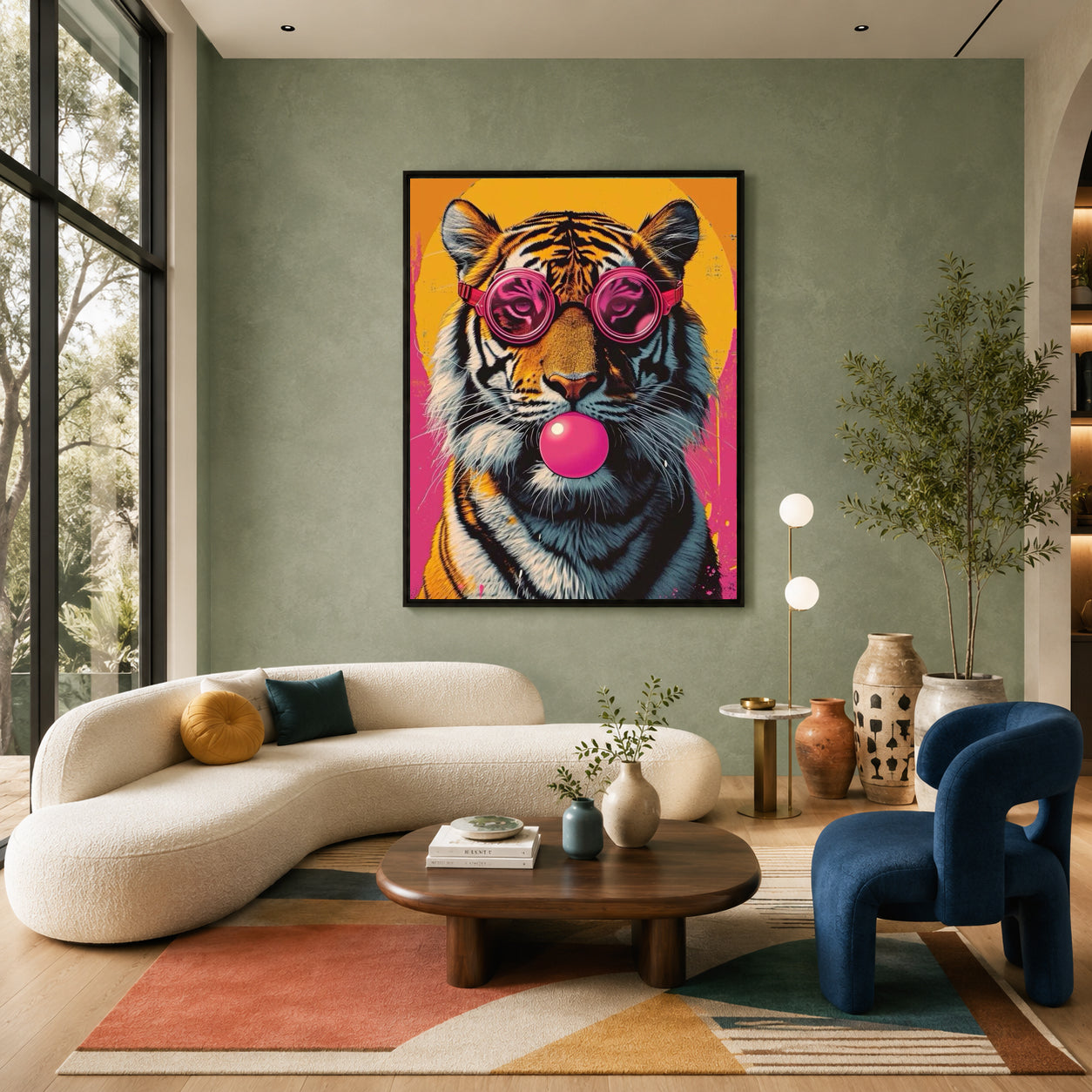 Pop Art Tiger Canvas Wall Art for Living Room & Modern Home Decor
