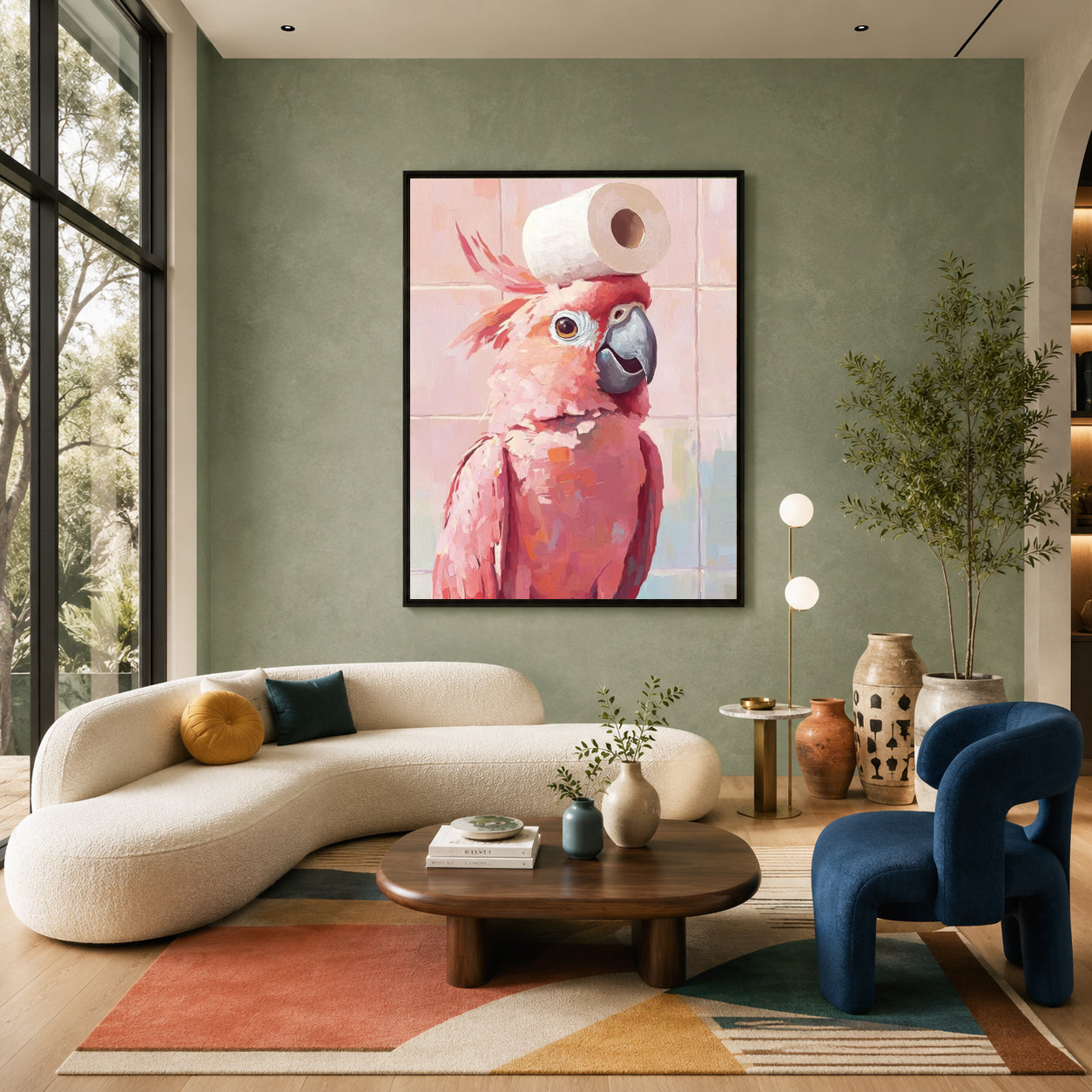 Pink Cockatoo Canvas Wall Art for Living Room & Modern Home Decor