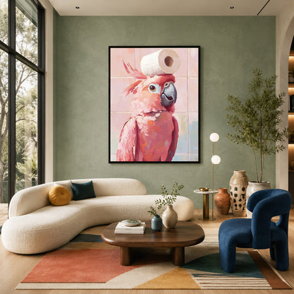 Pink Cockatoo Canvas Wall Art for Living Room & Modern Home Decor