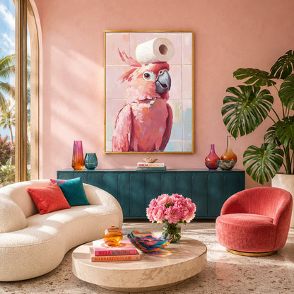 Pink Cockatoo Canvas Wall Art for Living Room & Modern Home Decor