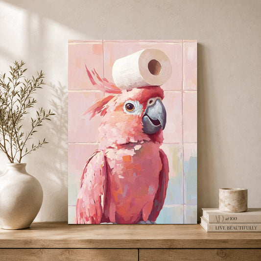 Pink Cockatoo Canvas Wall Art for Living Room & Modern Home Decor