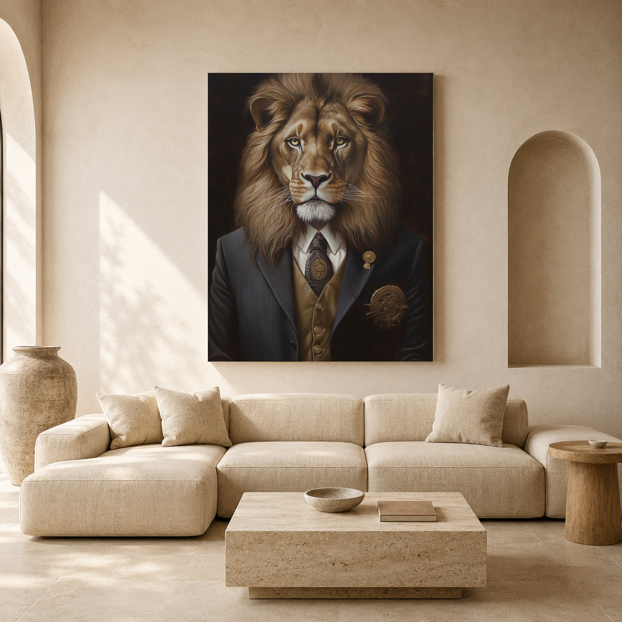 Lion Portrait Canvas Wall Art for Living Room & Office Decor