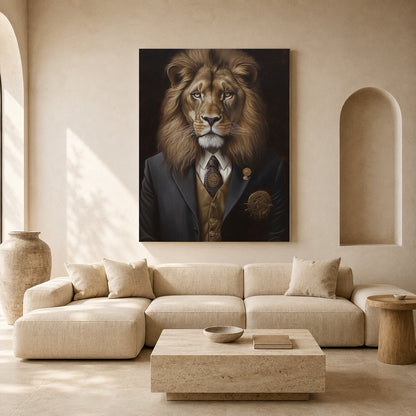 Lion Portrait Canvas Wall Art for Living Room & Office Decor