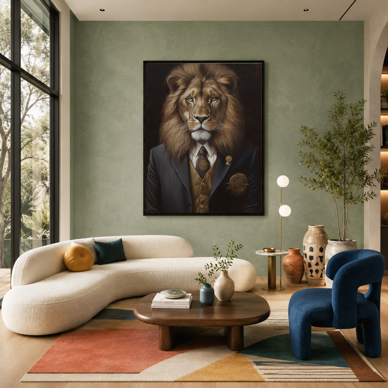 Lion Portrait Canvas Wall Art for Living Room & Office Decor