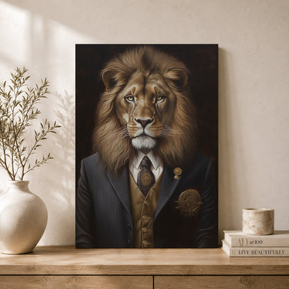 Lion Portrait Canvas Wall Art for Living Room & Office Decor