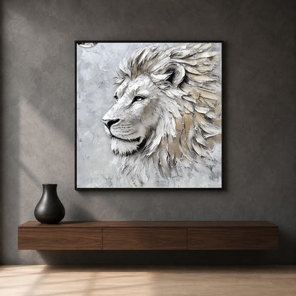 White Lion Canvas Wall Art for Living Room & Modern Home Decor