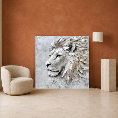 White Lion Canvas Wall Art for Living Room & Modern Home Decor