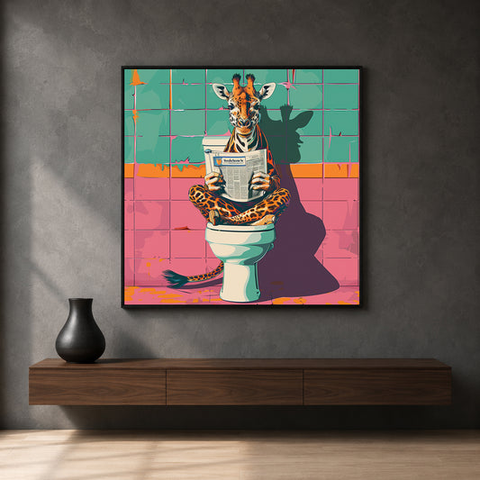 Funny Giraffe Canvas Wall Art for Living Room & Modern Home Decor