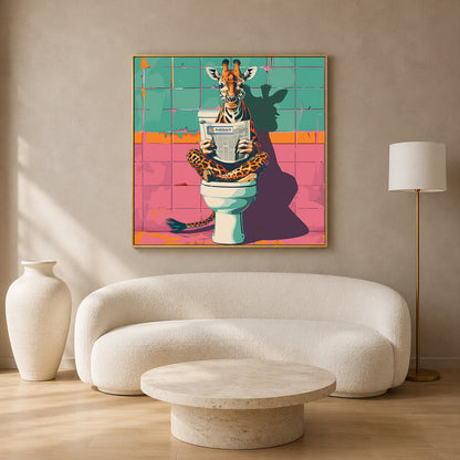 Funny Giraffe Canvas Wall Art for Living Room & Modern Home Decor