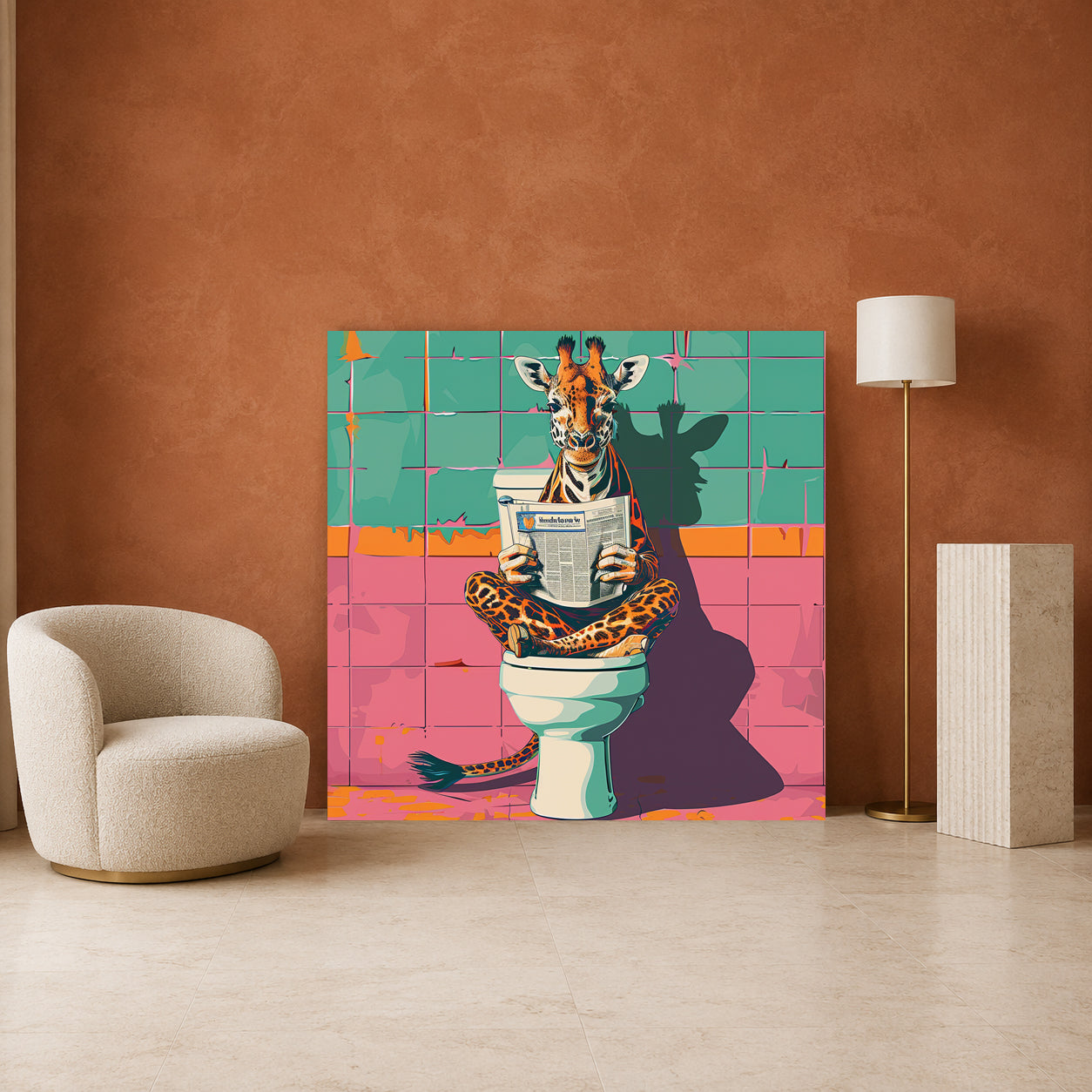 Funny Giraffe Canvas Wall Art for Living Room & Modern Home Decor