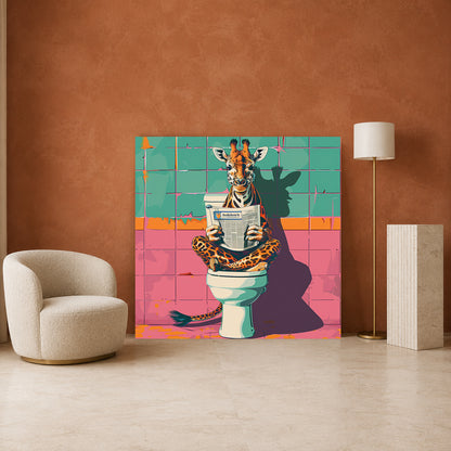 Funny Giraffe Canvas Wall Art for Living Room & Modern Home Decor