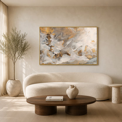 Golden Whisper Abstract Luxury Canvas Wall Art Painting