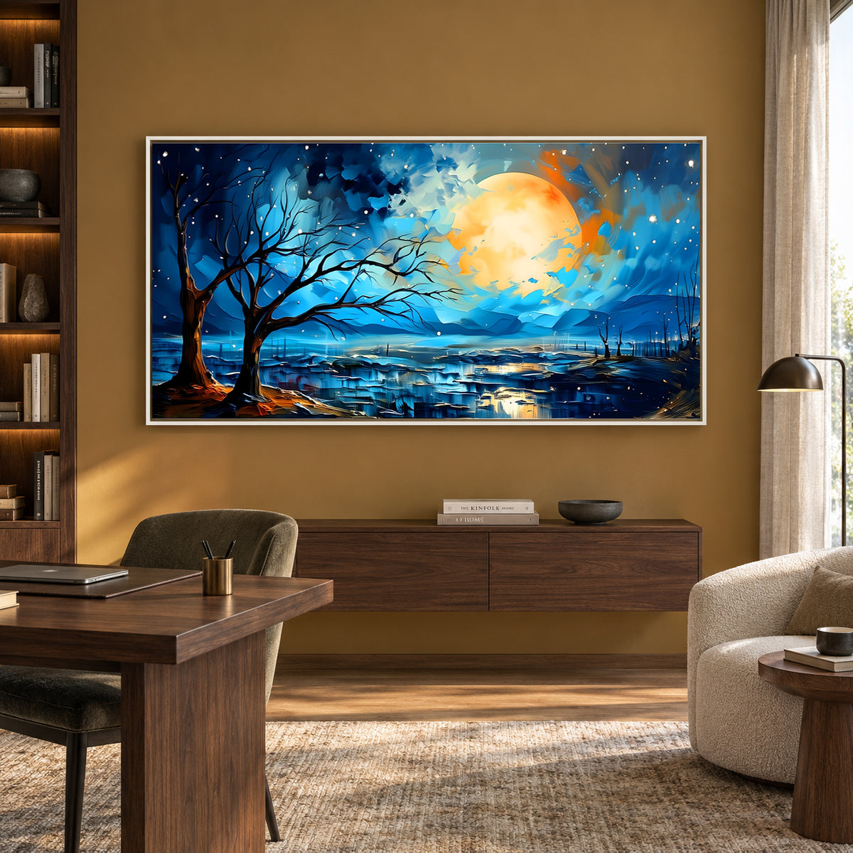 Moonlit Night Landscape Canvas Wall Art Painting For Home Decor