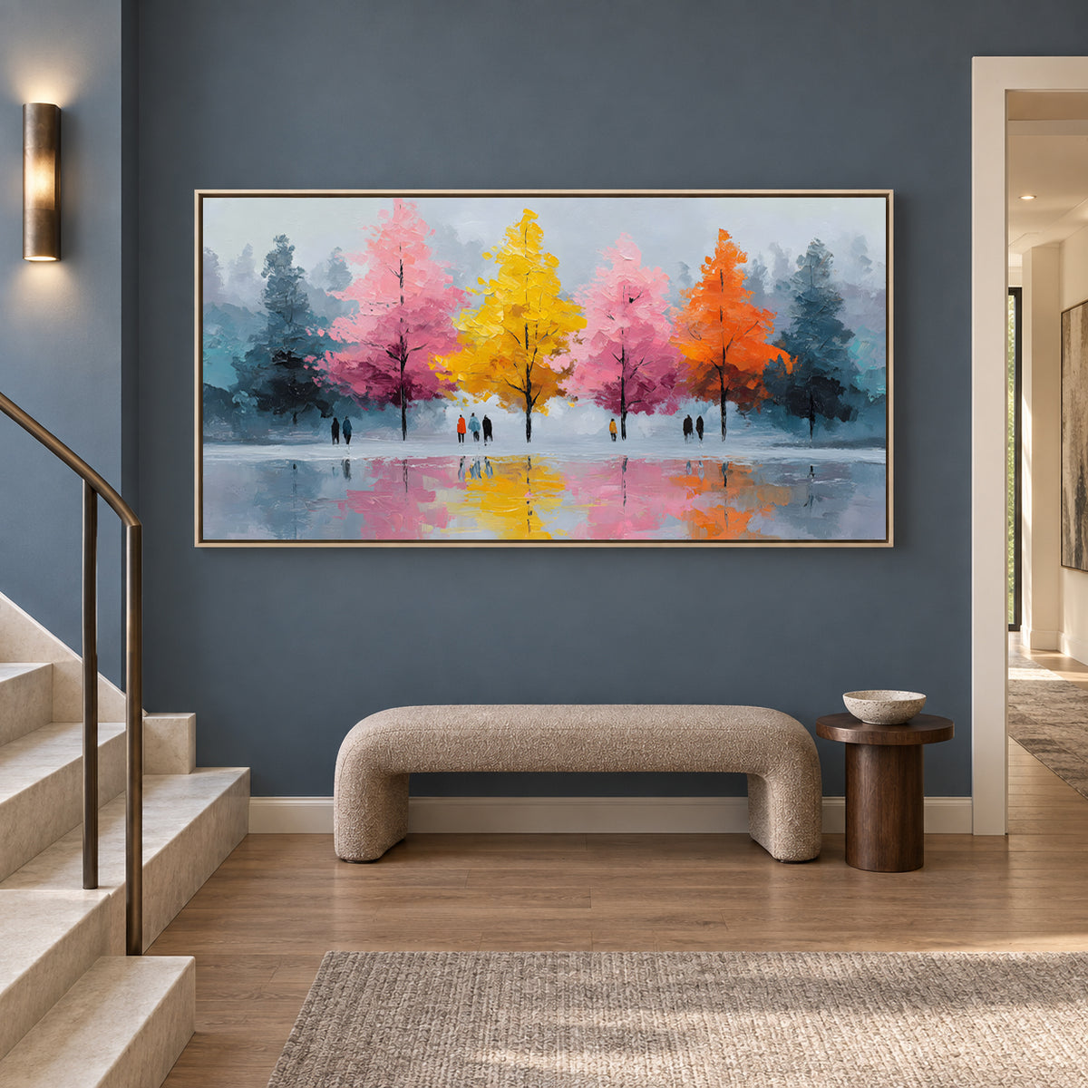 Colorful Autumn Trees Landscape Canvas Wall Art Painting