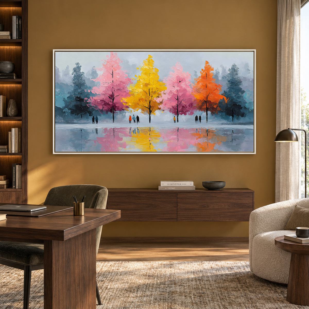 Colorful Autumn Trees Landscape Canvas Wall Art Painting