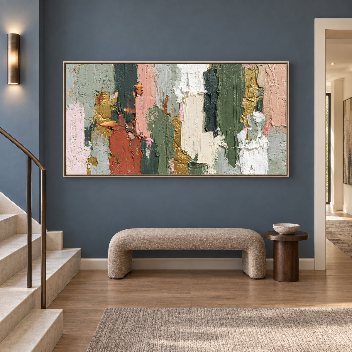 Rustic Earth Tone Abstract Texture Canvas Wall Art Painting