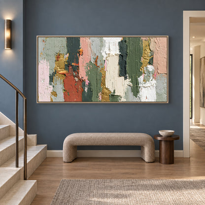 Rustic Earth Tone Abstract Texture Canvas Wall Art Painting