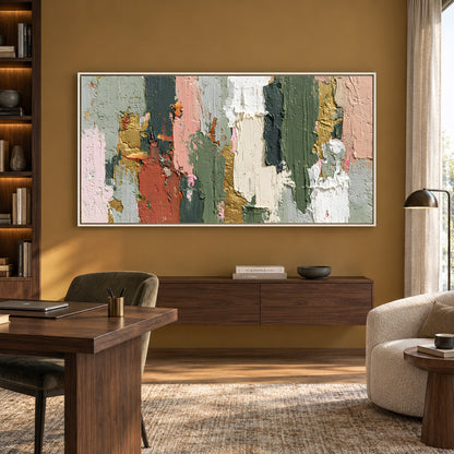 Rustic Earth Tone Abstract Texture Canvas Wall Art Painting