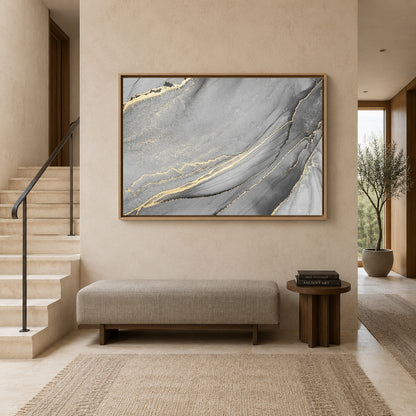 Abstract Marble Canvas Wall Art Grey Gold Modern Luxury Wall Decor