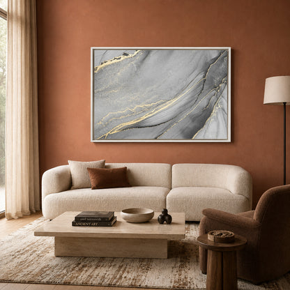 Abstract Marble Canvas Wall Art Grey Gold Modern Luxury Wall Decor