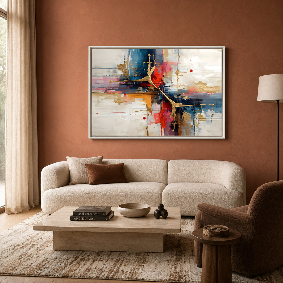 Modern Fusion Abstract Canvas Wall Art with Gold Accents