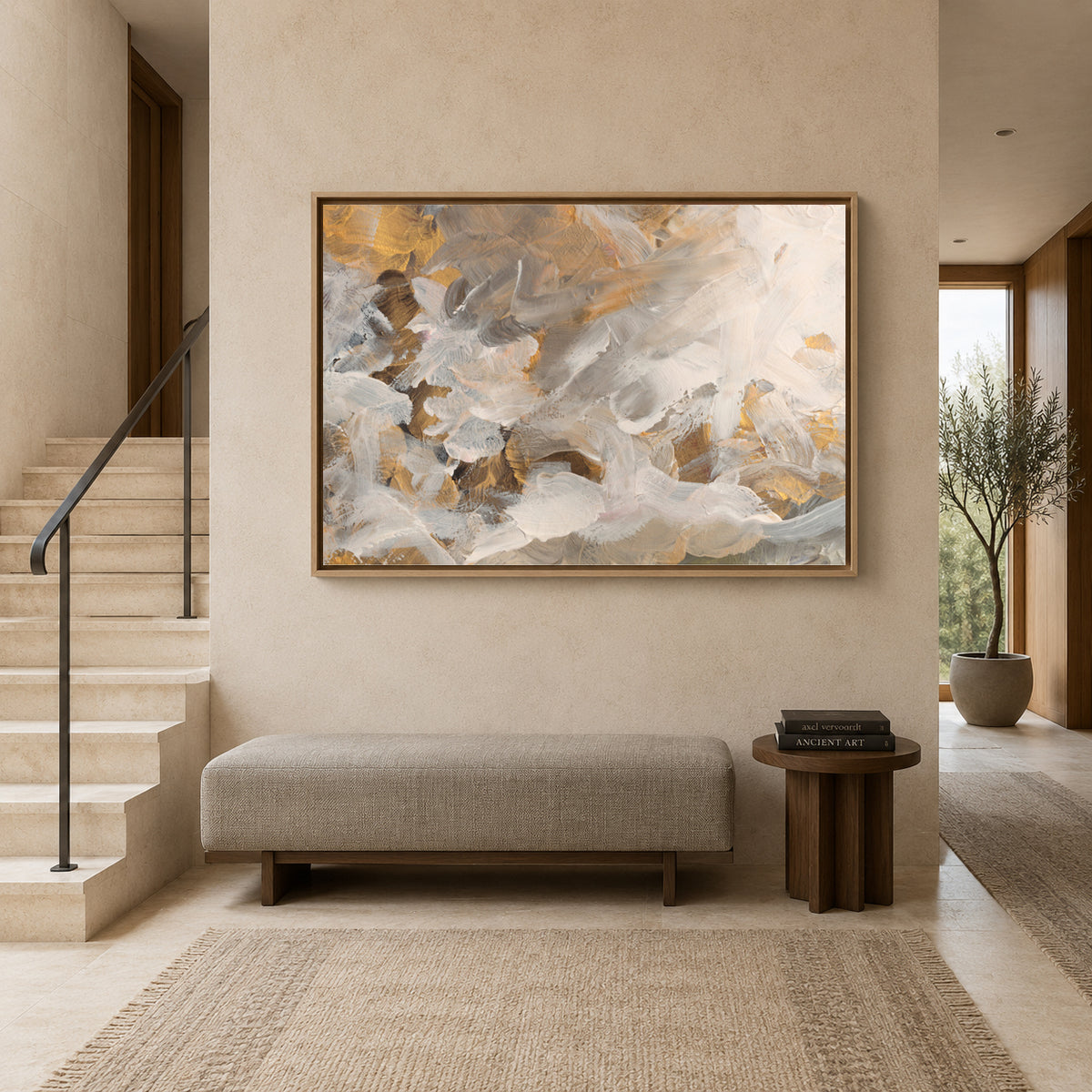 Golden Whisper Abstract Luxury Canvas Wall Art Painting