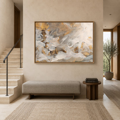 Golden Whisper Abstract Luxury Canvas Wall Art Painting