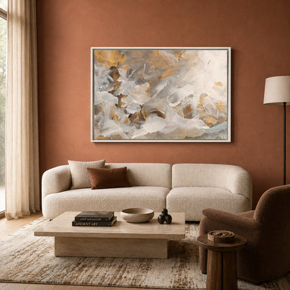 Golden Whisper Abstract Luxury Canvas Wall Art Painting