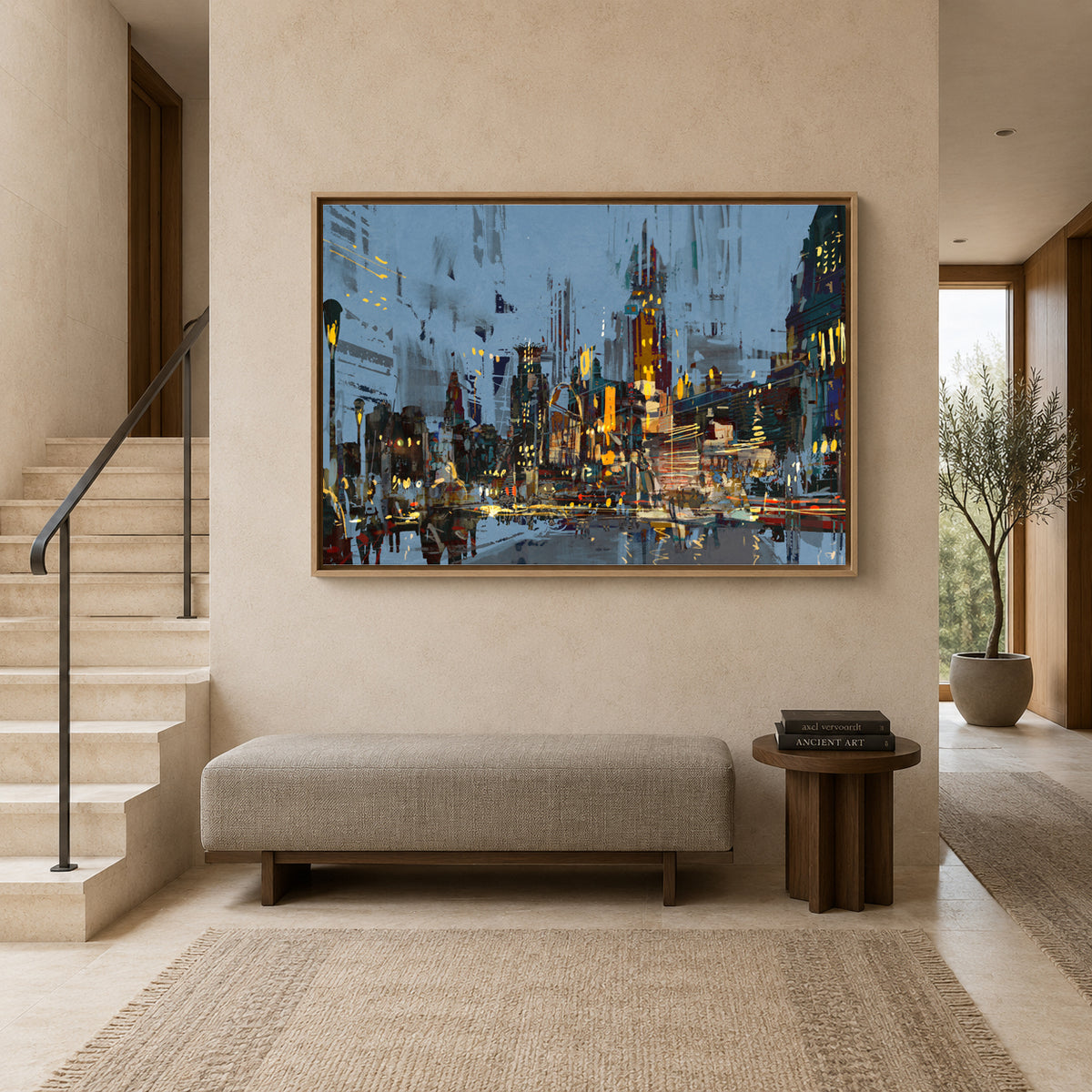 Urban Nightscape Abstract City Canvas Wall Art Painting