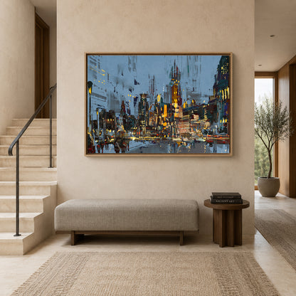 Urban Nightscape Abstract City Canvas Wall Art Painting