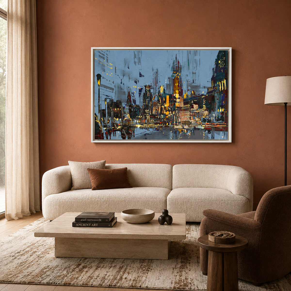 Urban Nightscape Abstract City Canvas Wall Art Painting