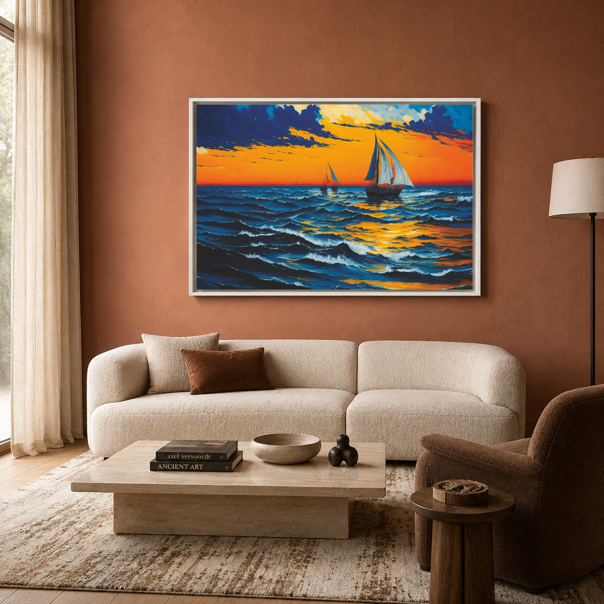 Sunset Sailing Ocean Canvas Wall Art Painting For Home Decor