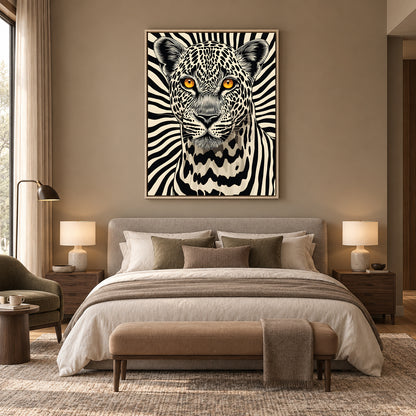 Majestic Leopard Modern Wall Art – Modern Black & White Animal Canvas