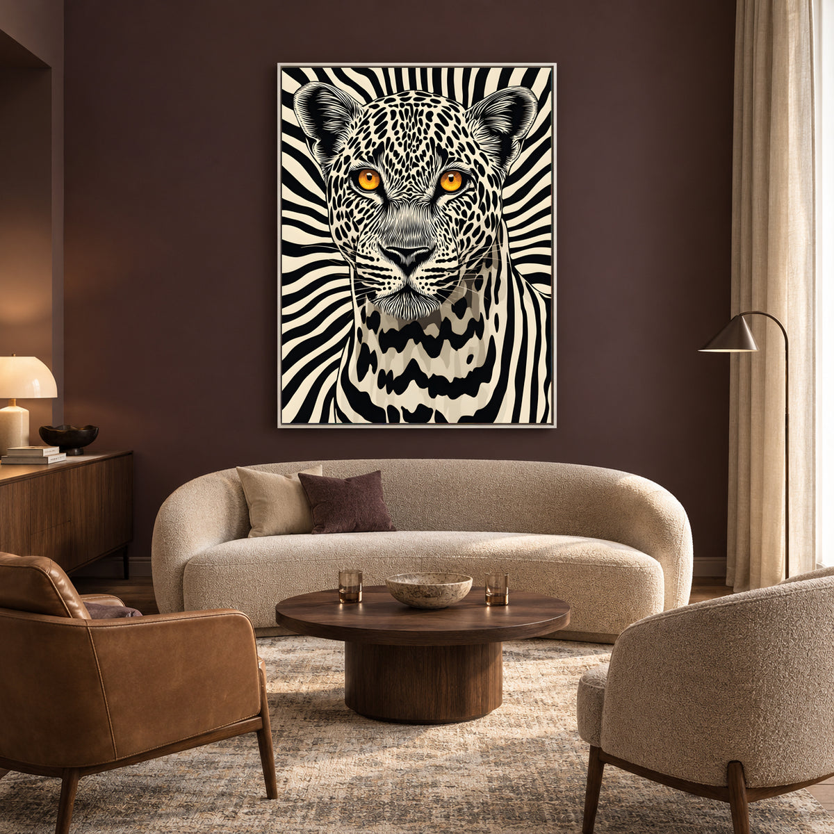 Majestic Leopard Modern Wall Art – Modern Black & White Animal Canvas
