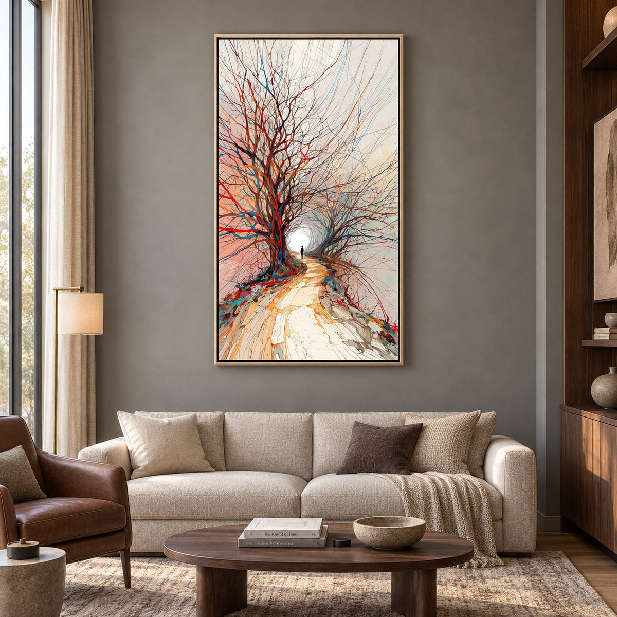 Abstract Tree Path Canvas Wall Art Modern Landscape Painting Decor