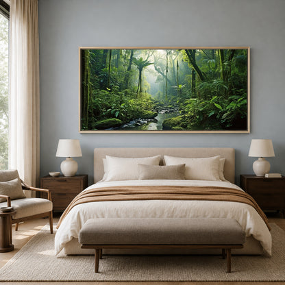 Lush Rainforest Stream Canvas Wall Art Tropical Nature Landscape