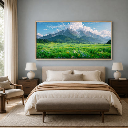 Majestic Mountain Meadow Canvas Wall Art Scenic Nature Landscape
