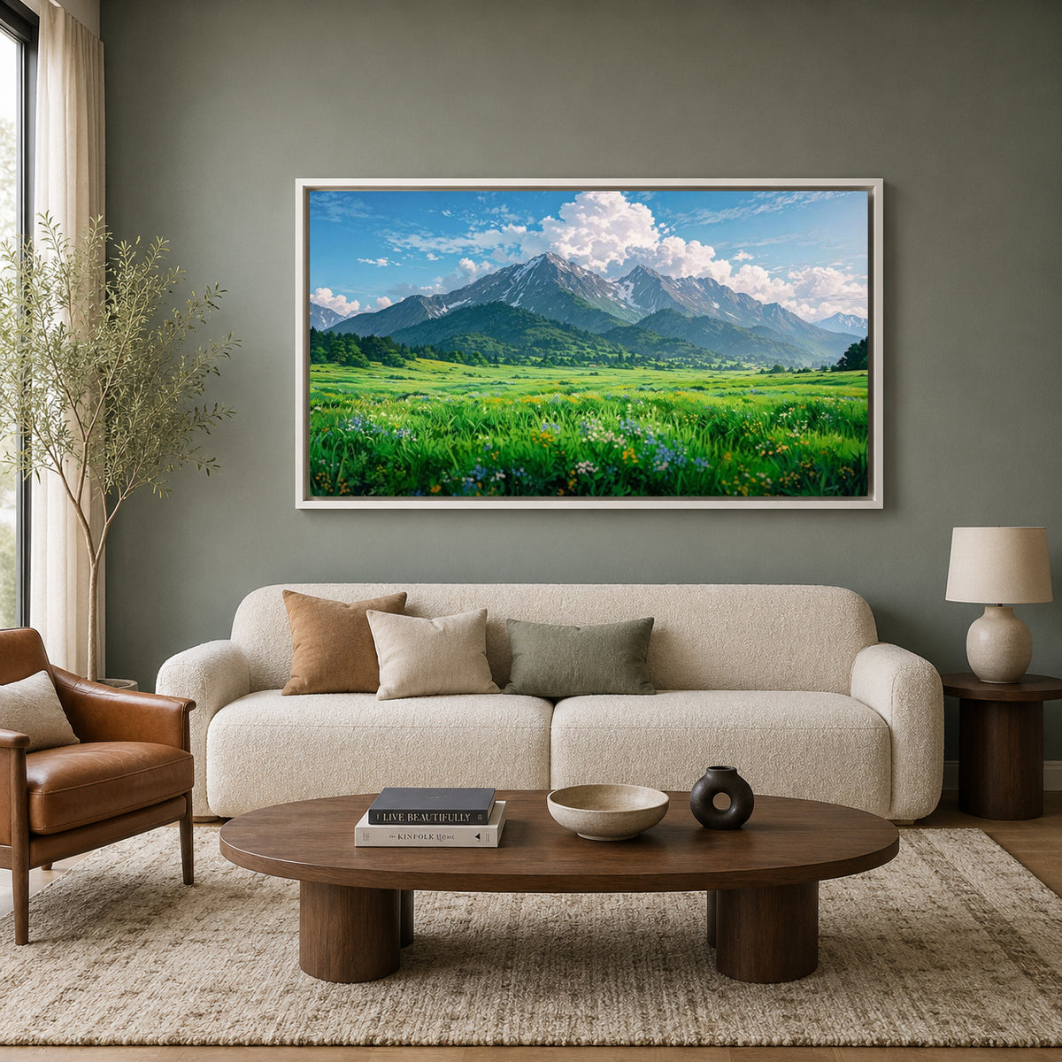 Majestic Mountain Meadow Canvas Wall Art Scenic Nature Landscape