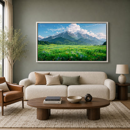 Majestic Mountain Meadow Canvas Wall Art Scenic Nature Landscape