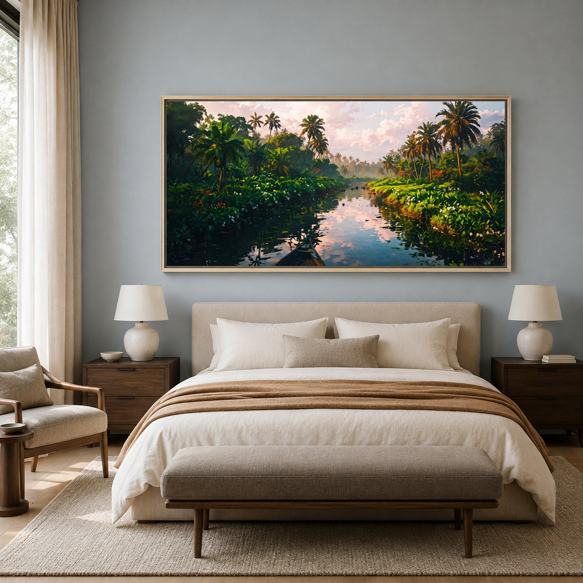 Tropical River Paradise Canvas Wall Art Nature Landscape Decor