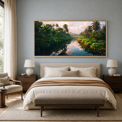 Tropical River Paradise Canvas Wall Art Nature Landscape Decor