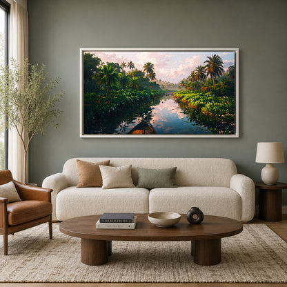 Tropical River Paradise Canvas Wall Art Nature Landscape Decor