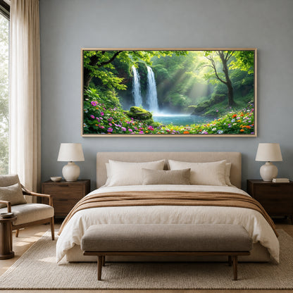 Waterfall Forest Canvas Wall Art for Luxury Nature Decor